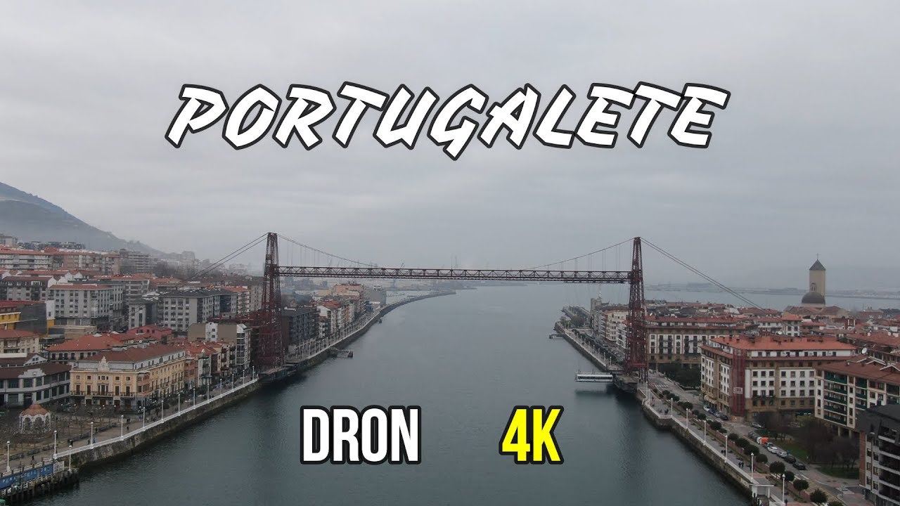 Portugalete a vista de dron, 4k