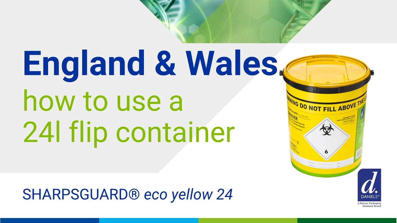How to use the SHARPSGUARD® eco yellow 24 flip lid container