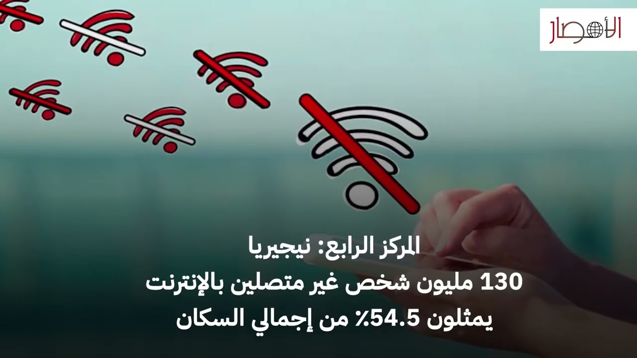 ترتيب الدول الأعلى بعدد السكان غير المتصلين بالإنترنت