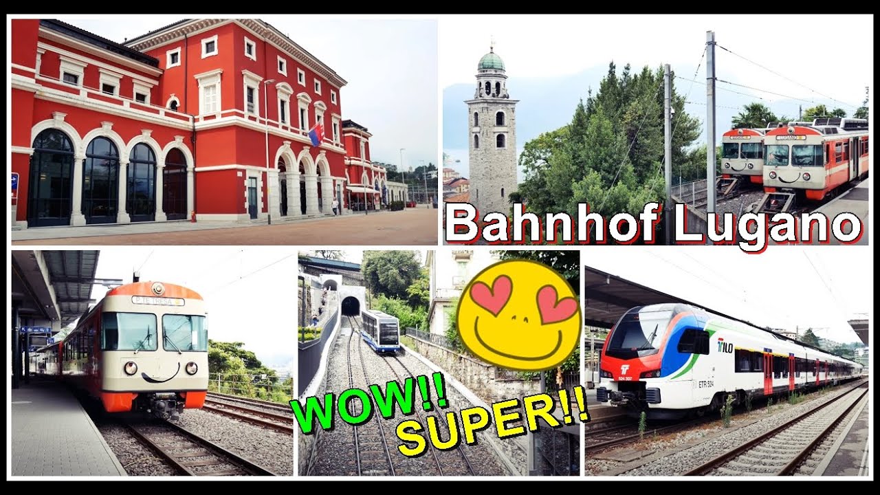 Swiss funicular railway & Railways Station Lugano / Bahnhof Lugano, Kanton Tessin, Schweiz 2021