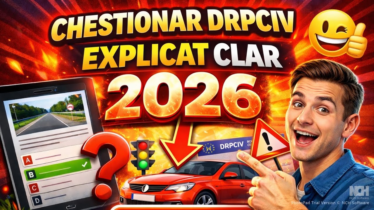 ✅ Simulare Examen Auto 2026 – Chestionar DRPCIV Categoria B Rezolvat | 26/26 Corecte✅ADMIS💯✅