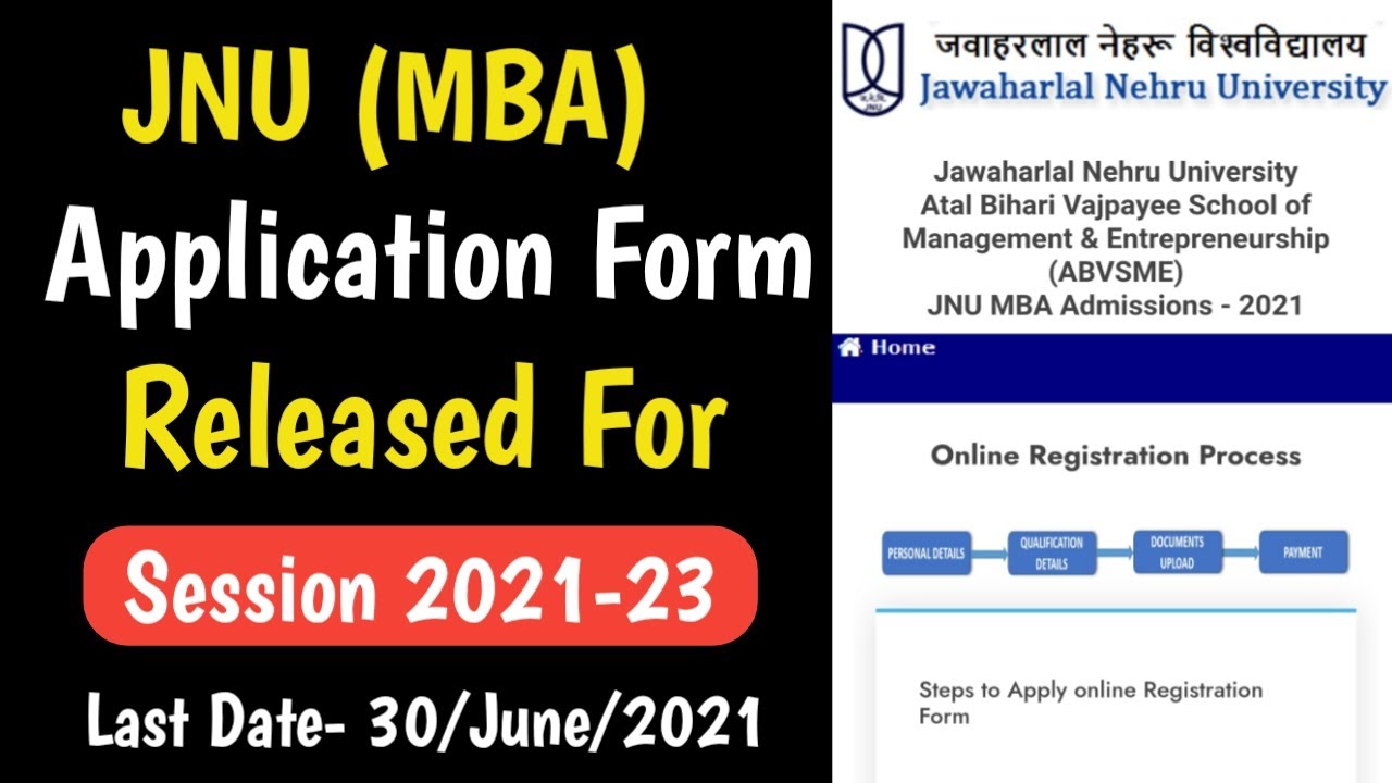 JNU MBA APPLICATION FORM FOR 2021-22/JNU ADMISSION FORM/JNU ADMISSION 21/JNU MBA ADMISSIONS/ MBA