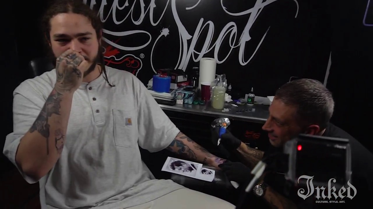 Post Malone gets tattooed by tattoo artist Victor Modafferi