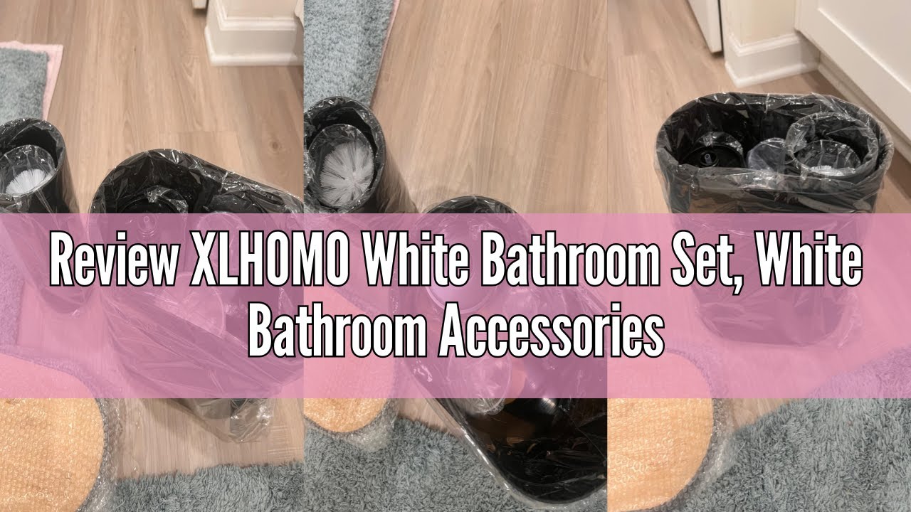 Review XLHOMO White Bathroom Set, White Bathroom Accessories Set with Trash Can, 2PCS Soap Dispenser