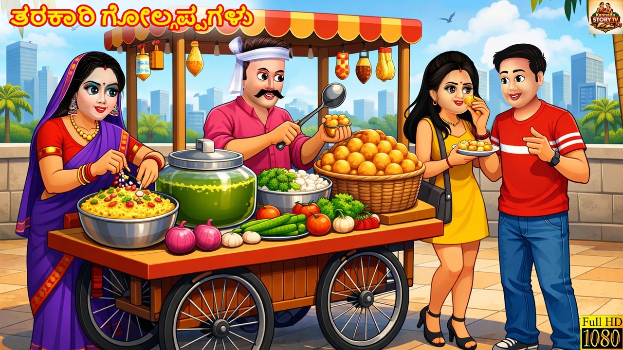 Tarakāri gōlgappagaḷu | ತರಕಾರಿ ಗೋಲ್ಗಪ್ಪಗಳು | Kannada Stories | Kannada Moral Story | Kannada Cartoon