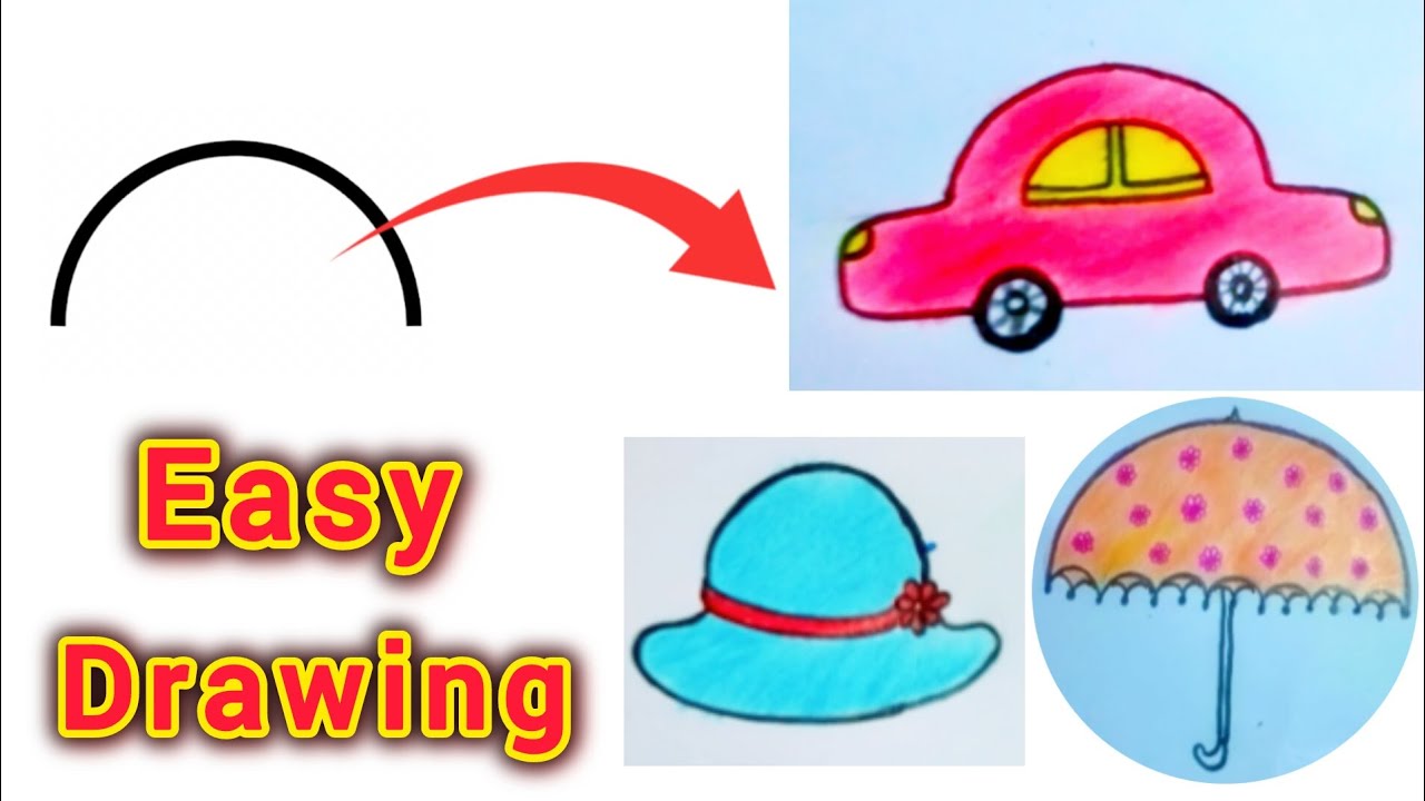 Easy Drawing with Half Circle ✏️ | Simple Drawing for Kids & Beginners@PallaviBariha-h1t#drawing#art