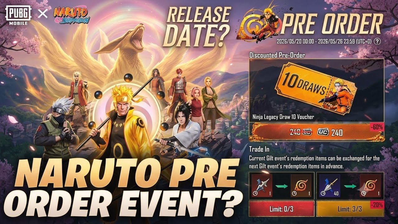 Naruto Pre Order Full Explain/How To Convert Gem for M416 Upgradeable Gun Skin/PUBGM