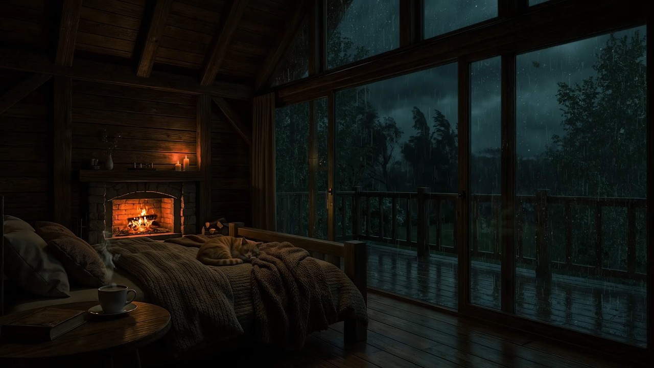 Fall Asleep Tonight in 5 Minutes (No Ads)  😴🌲 |Cozy Glass Cabin 🔥 Healing Sleep Ambience