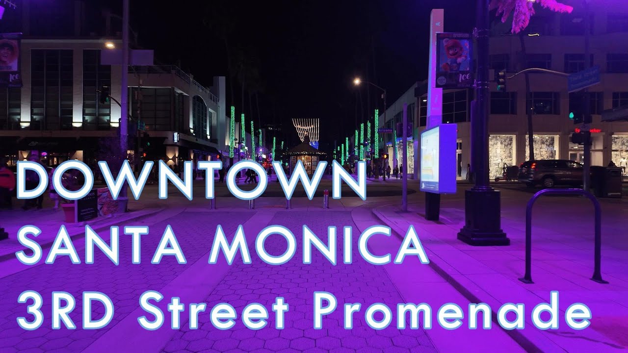 Downtown Santa Monica - California - 4K Virtual Walk - 3rd Street Promenade