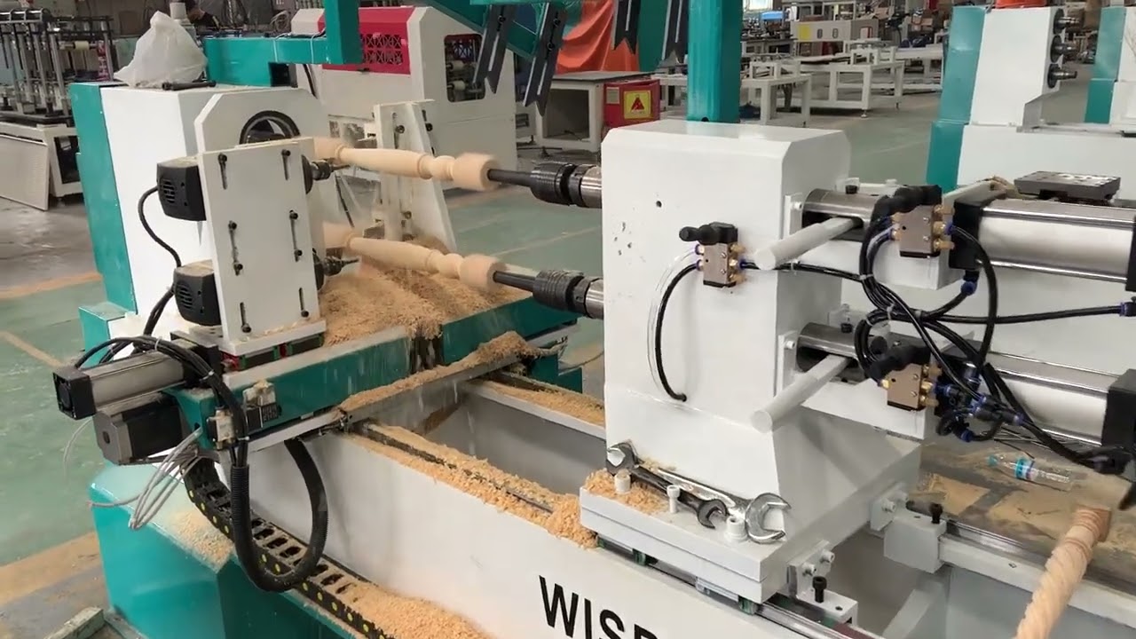 Double Axis Double Spindle CNC Wood Lathe for Turning and Engraving