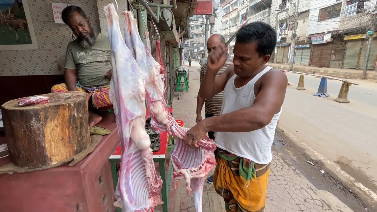 Old Dhaka Number One Mutton Shop And Mutton Cutting Skills | Goat Meat Cutting And Selling |
