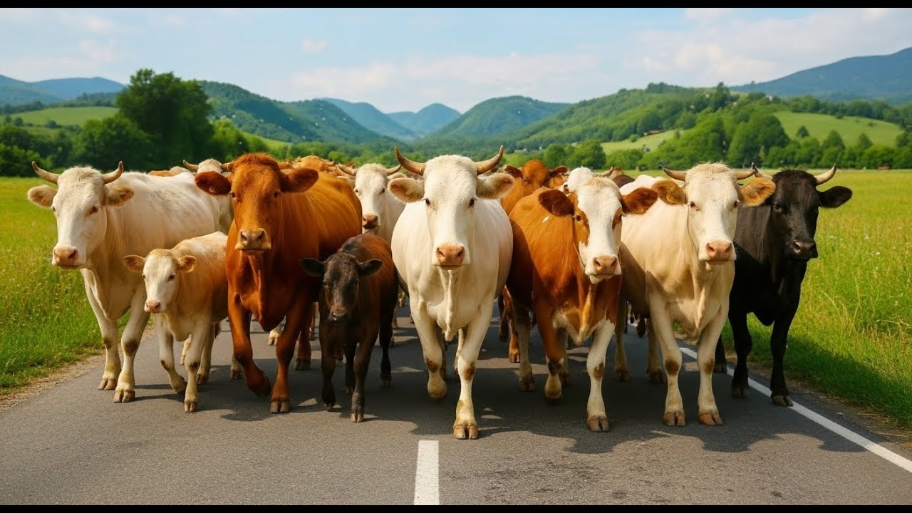 🐄🌿🌅Cows Walking Home at Sunset  Peaceful Countryside Scene in 4K 🐄🌿🌅