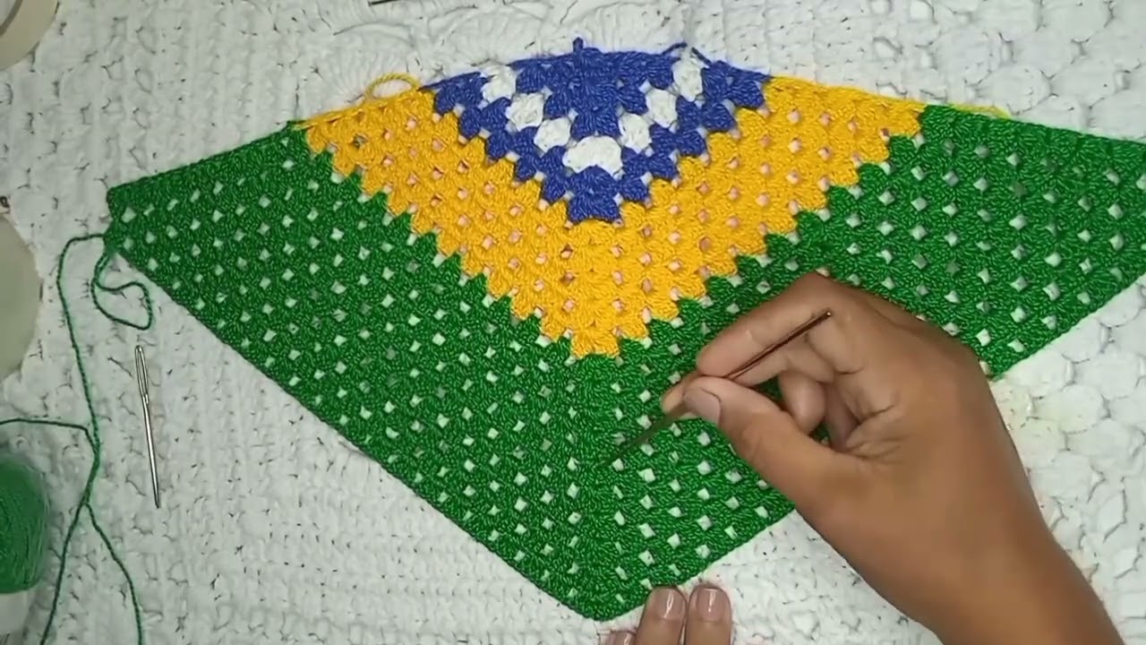🇧🇷Bandana Crochê fácil, homenagem ao Brasil🇧🇷