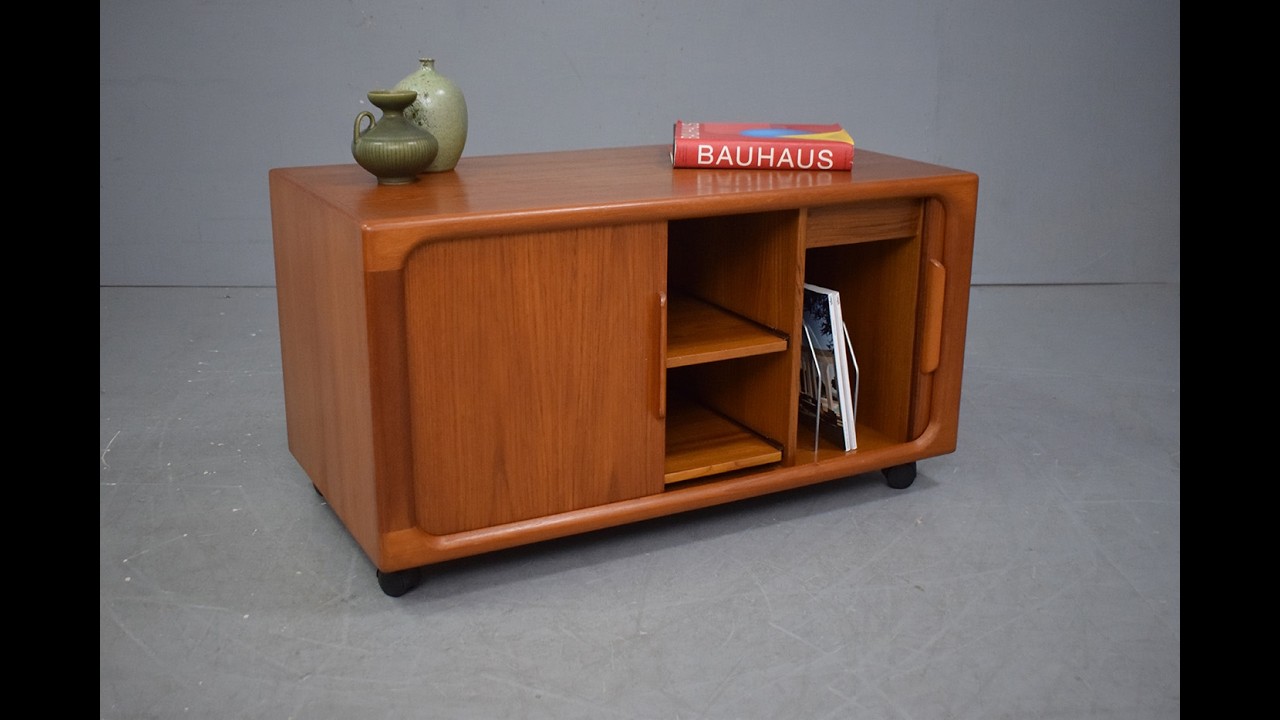Dyrlund vintage teak media unit with tambour doors