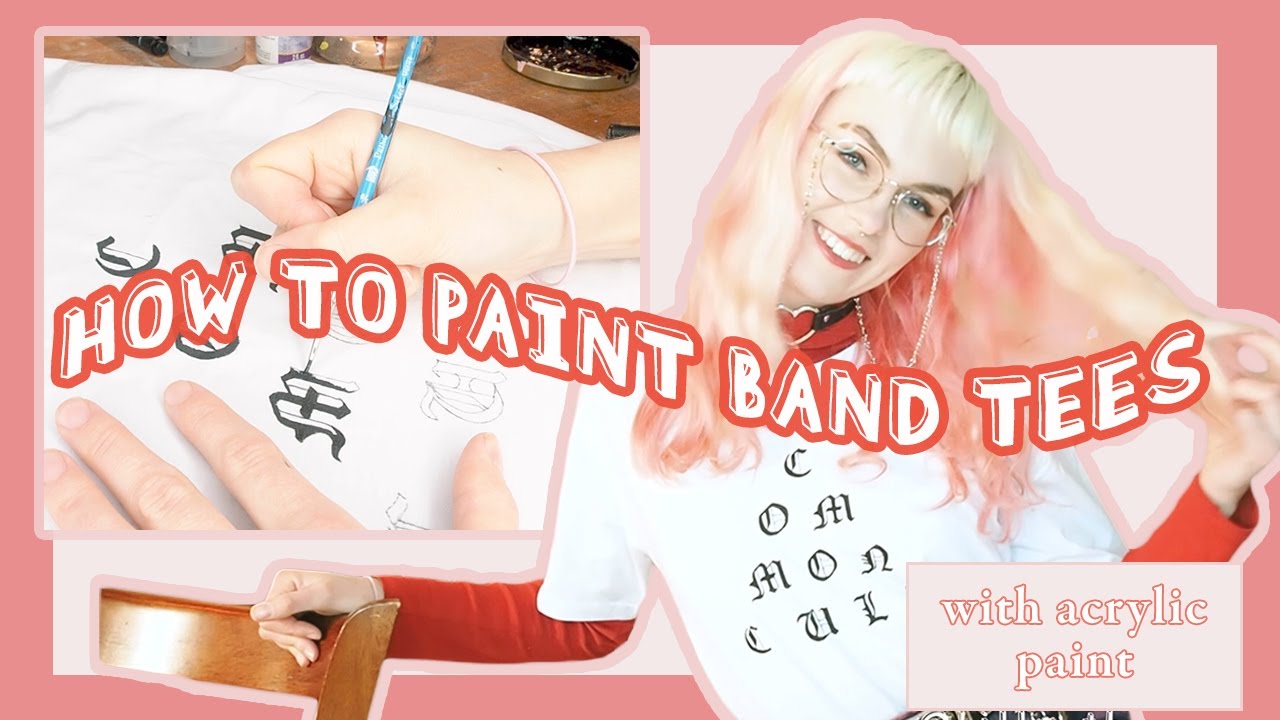 How to paint your own T-Shirts 🎨 | DIY BAND MERCH | make tees w acrylic paint | NO TRANSFER PAPER