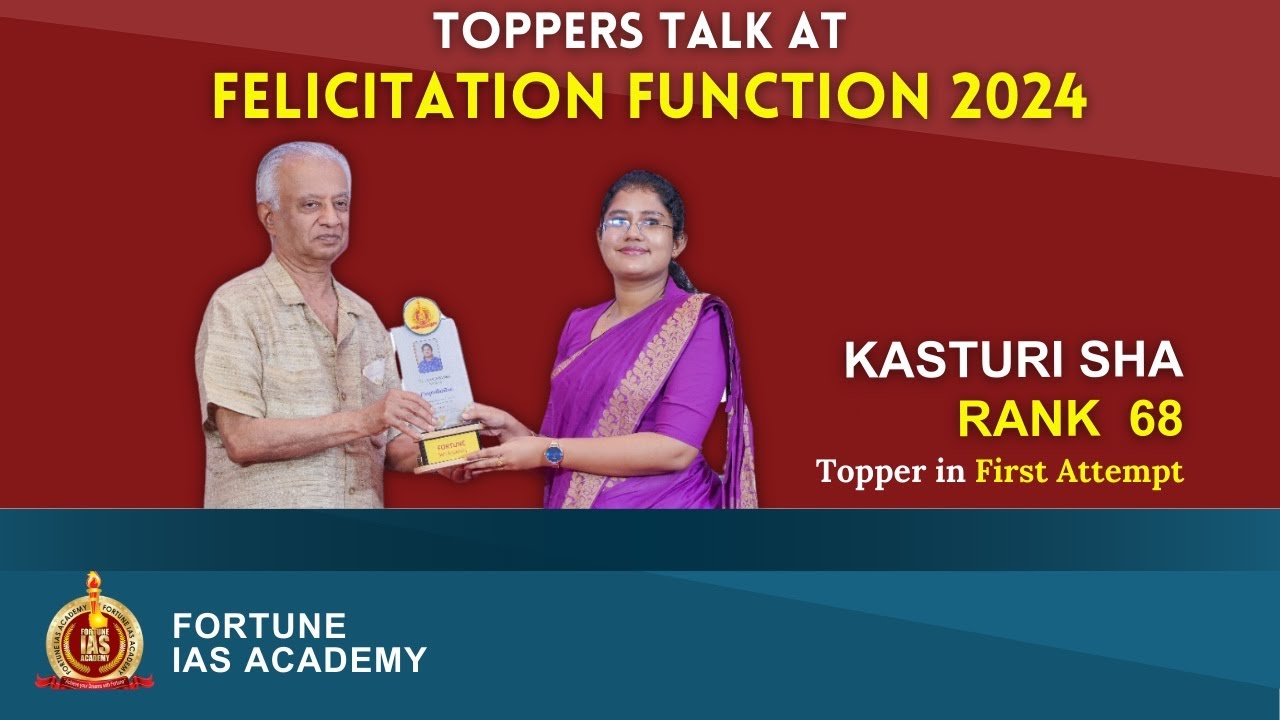 Kasturi Sha | Topper in 1st Attempt | AIR 68 | Felicitation Function 2024 | Fortune IAS Academy