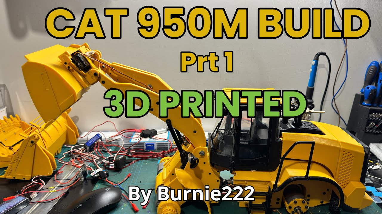 Rc 1/14 scale cat loader fully 3d printed on Bambi a1 build Rc construction