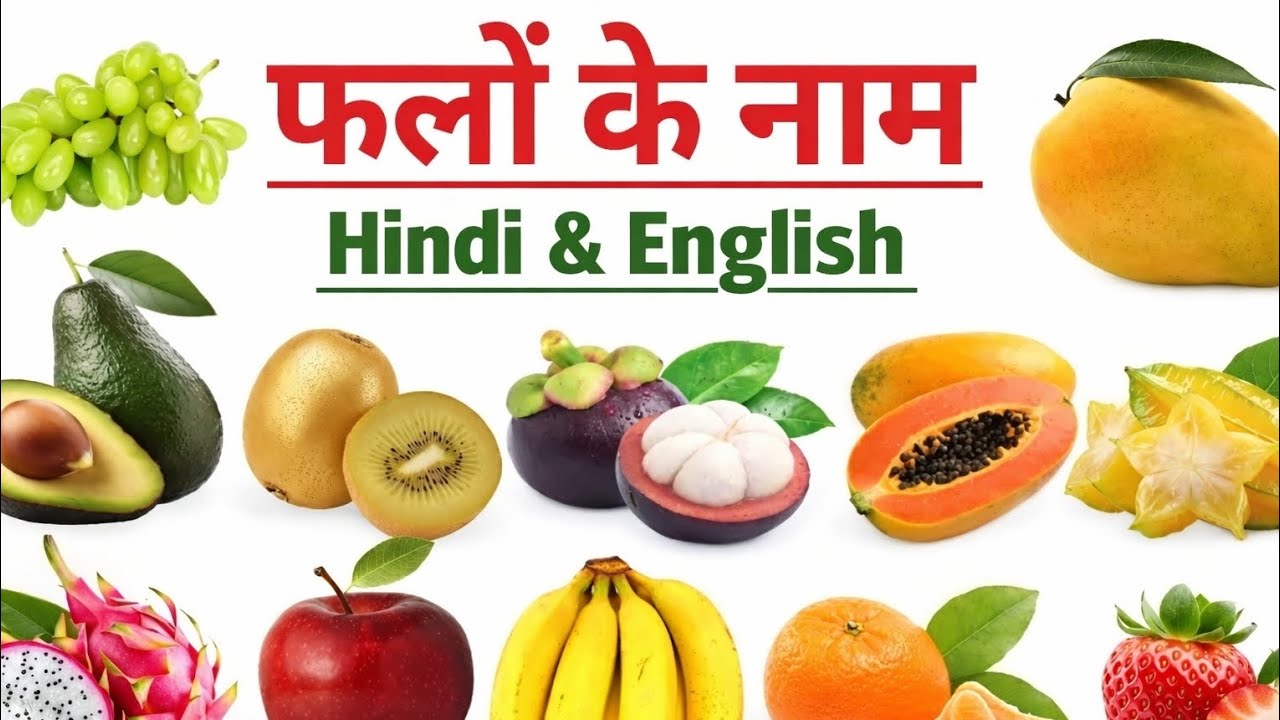 छोटे बच्चों के लिए आसान और मजेदार फ्रूट्स 🍌🍓 Learn Fruits Name in Hindi & English | 