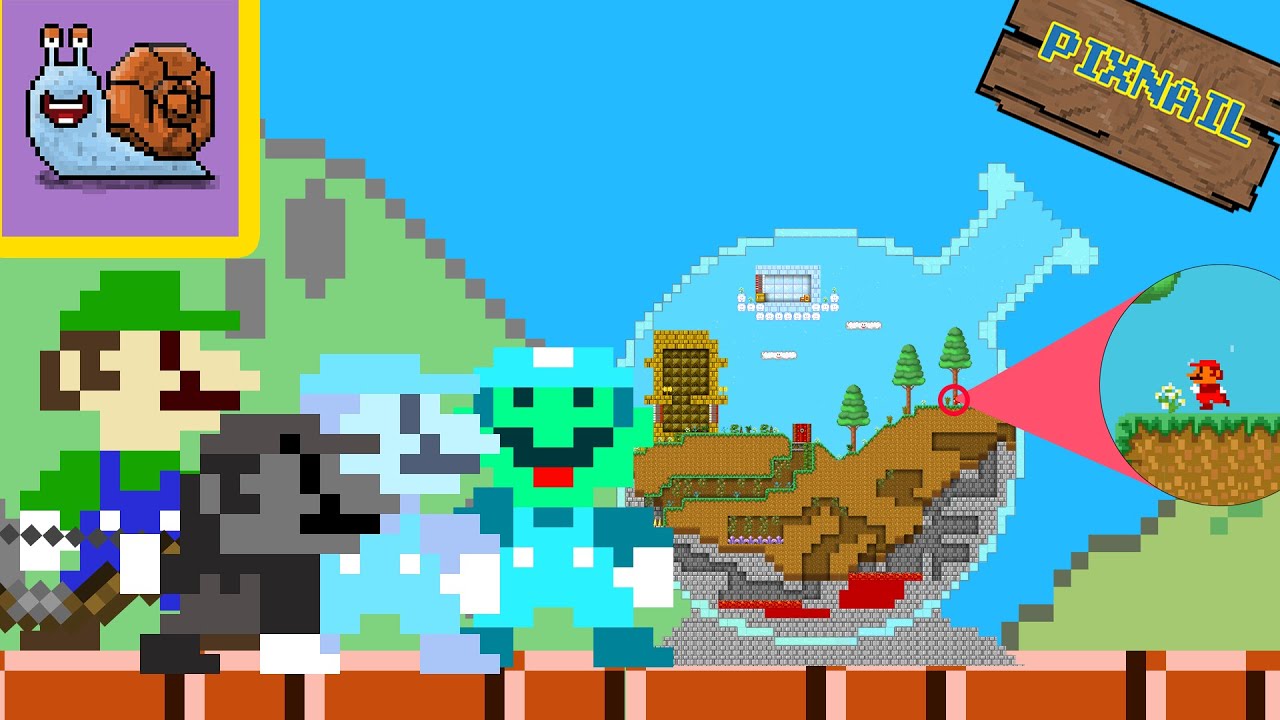 Pixnail: Mario Fire inside the Tiny Maze - Mario Fire vs Mario Ice, Air, Rock and Luigy | Animation