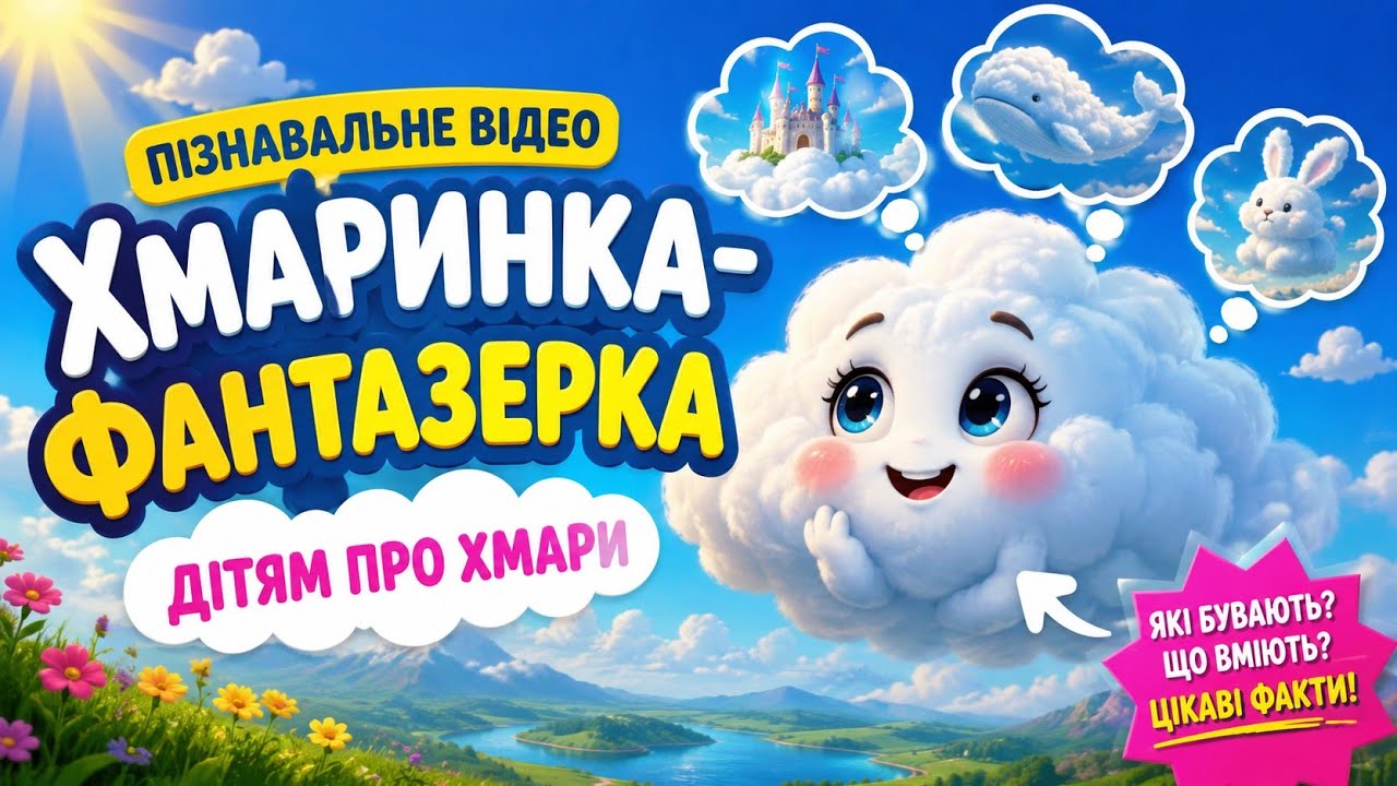 Пізнавальне відео «Хмаринка-фантазерка». Дітям про хмари☁️⛅️