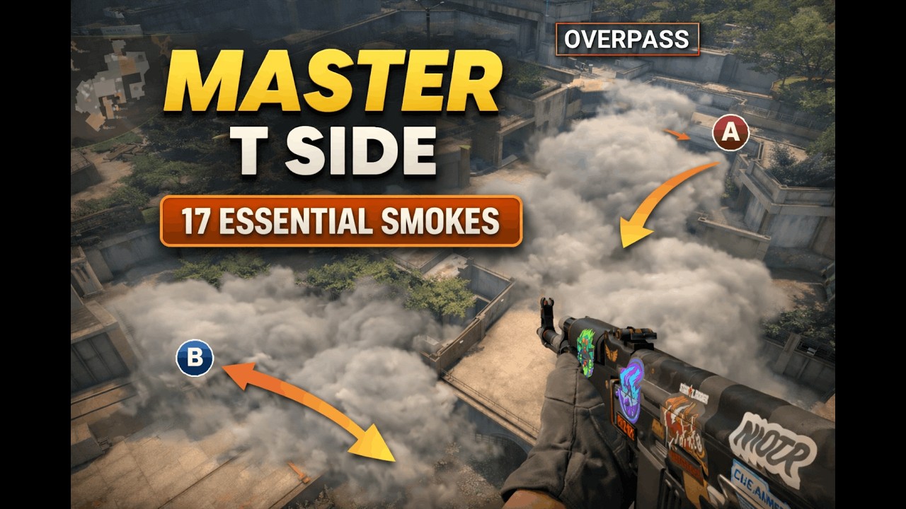 Complete T Side Smoke Guide Overpass (CS2) #cs2  #overpass #cs2smokes #cs2guide #cs2utility #faceit