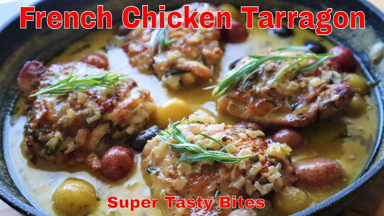 French Chicken Tarragon Recipe - One Pot Creamy Chicken Thighs (ASMR)