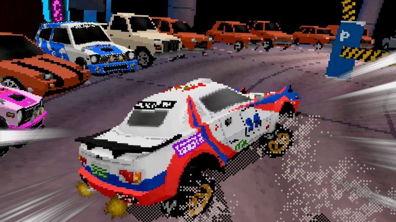 Parking Garage Rally Circuit - SEGA Saturn Styled Arcade Racing with Epic Drifting in Parking Lots!