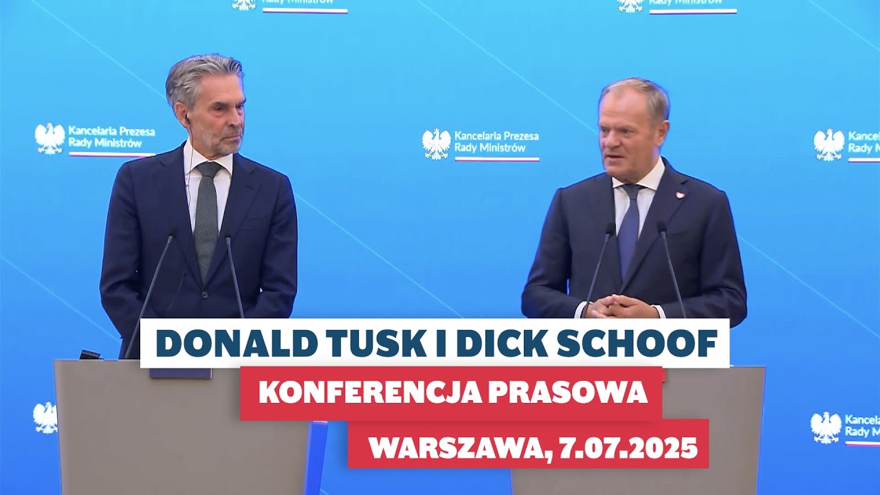 Donald Tusk i  Dick Schoof, premier Królestwa Niderlandów: konferencja prasowa, Warszawa, 07.07.2025