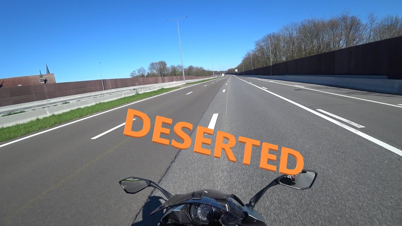 Through a deserted Brussels by motorcycle