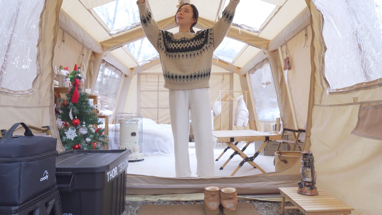 Entrance for the cabin tent! 🛖🔨 A night in the forest cottage better than homeㅣSolo Camping