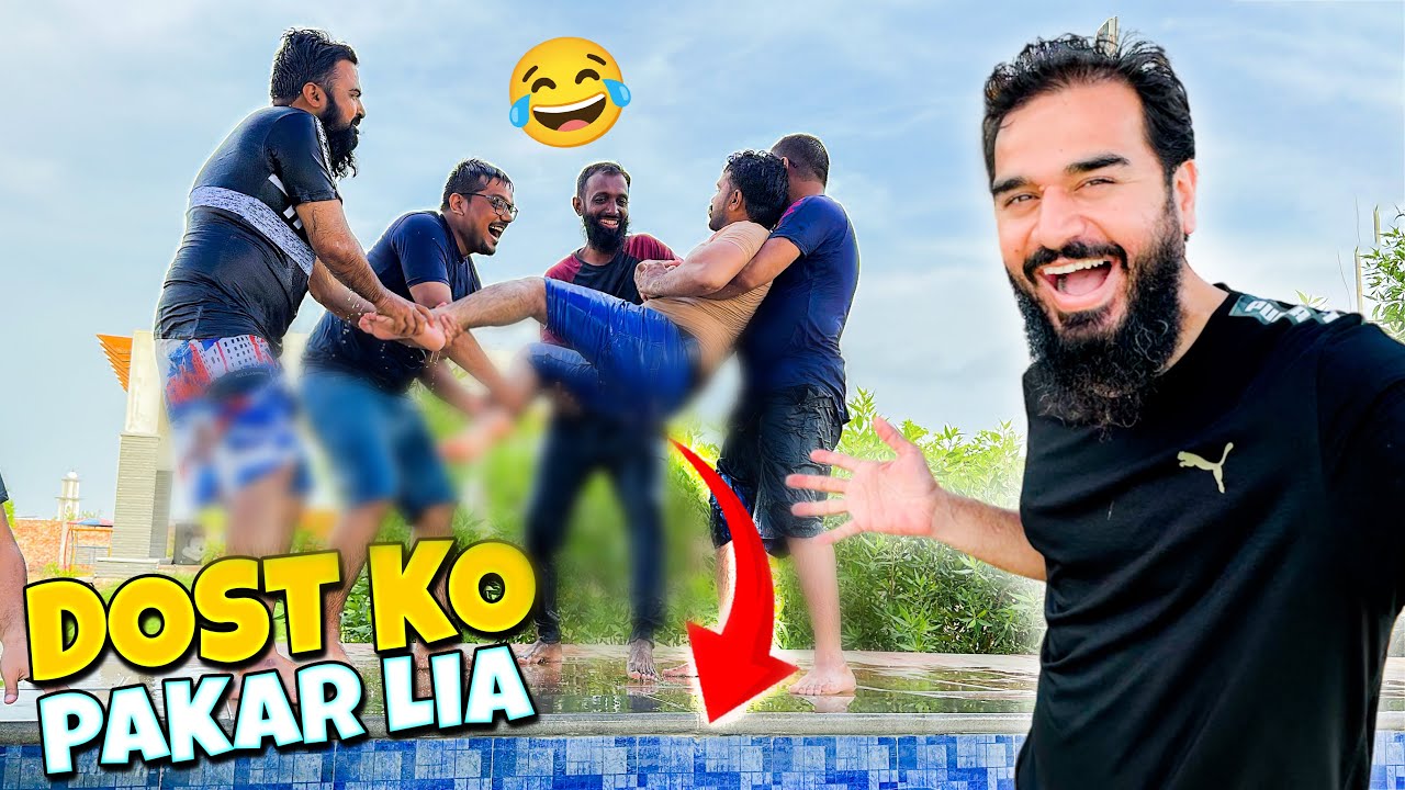 Dost ko pakar ke pool me daal dia 🏊‍♂️😂 horse riding bhi karli sab ne 🐎