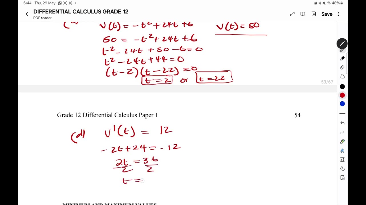 APPLICATION OF THE DERIVATIVE,  RATES OF CHANGE , MOTION ( VELOCITY , ACCELERATION AND DISPLACEMENT)