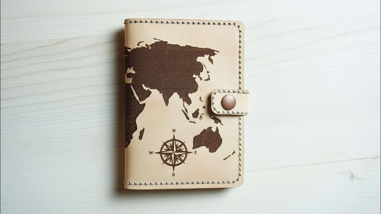 Veg Tan Leather Passport Cover - WITH PATTERN