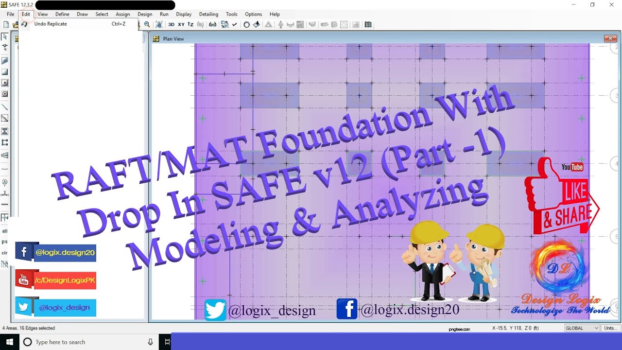 RAFT/MAT Foundation With Drop in SAFE v12 (Part-1) Modelling & Analyzing by Design Logix