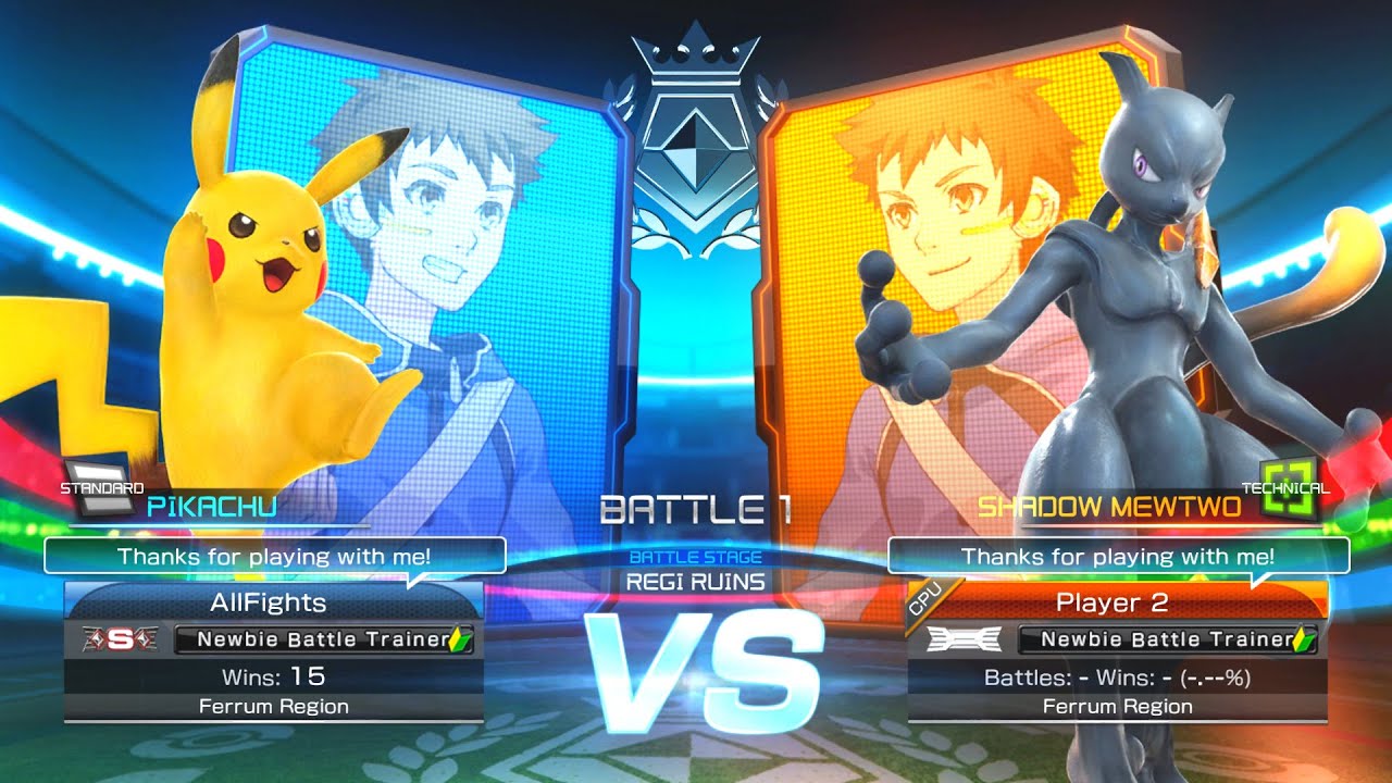 Pikachu vs Shadow Mewtwo - Pokkén Tournament DX