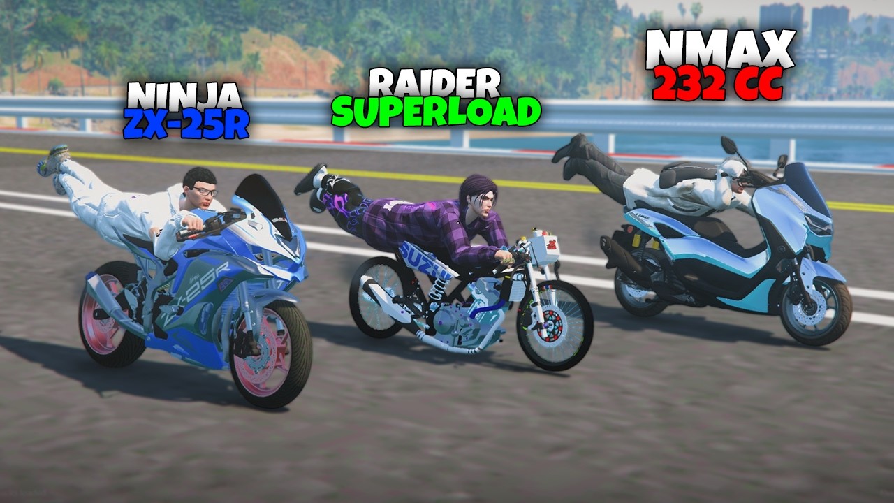 NMAX 232cc vs KAWASAKI NINJA vs RAIDER FI SUPERLOAD INSTENSE DRAG-RACING sa GTA 5 | SnoopX