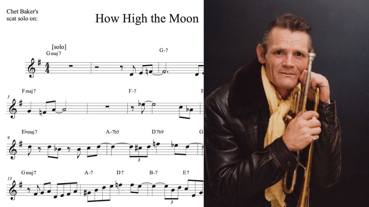Chet Baker's scat solo TRANSCRIPTION on 'How High the Moon' (C)