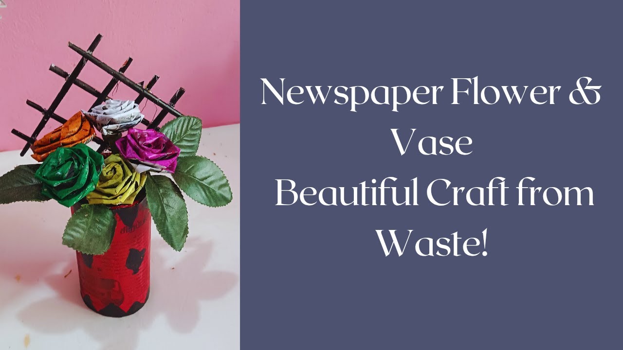 How to Make a Beautiful Newspaper Flower and Vase | Easy DIY Craft