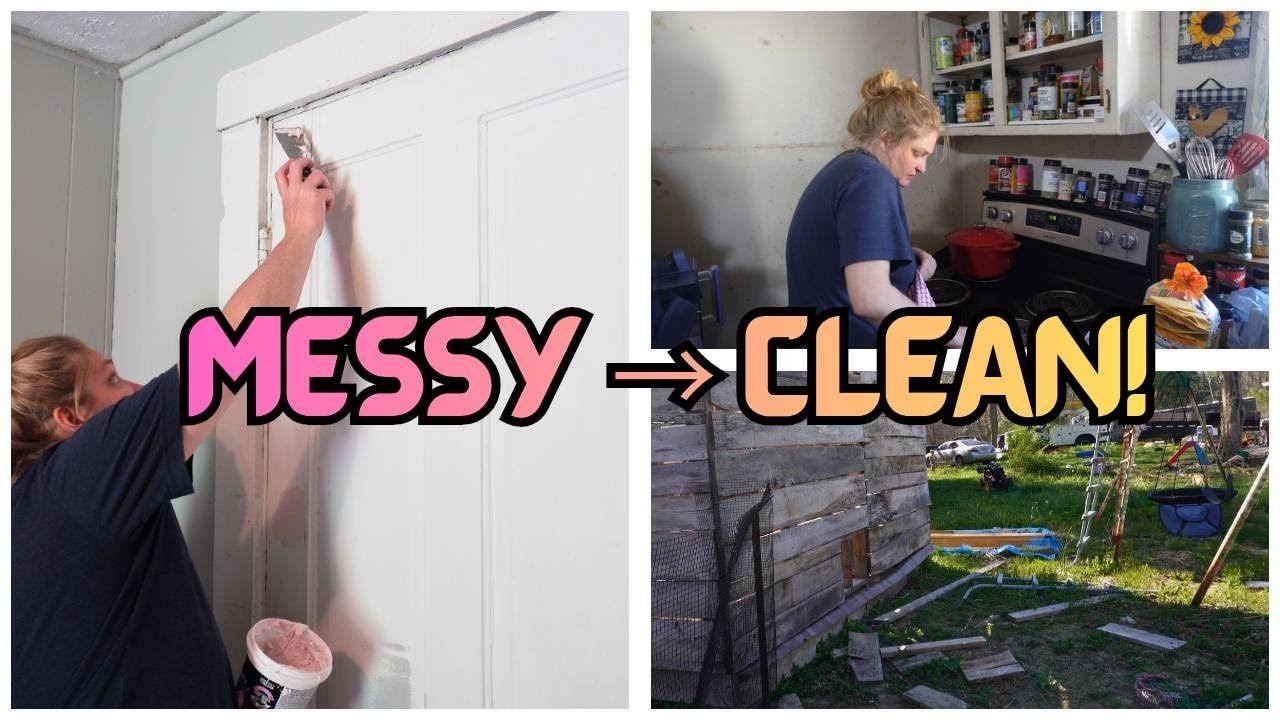 Убираем вместе | Уборка на грязной кухне + приготовление пищи, уборка на улице и подготовка двере...