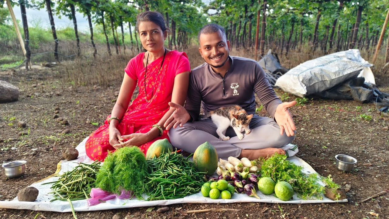 माझं गाव 🤗 मी आणि माझी आई गेलो आमच्या शेतात आणि भाजीपाला घेऊन आलो #pradeepjadhavvlogs #शेतकरी #शेती 