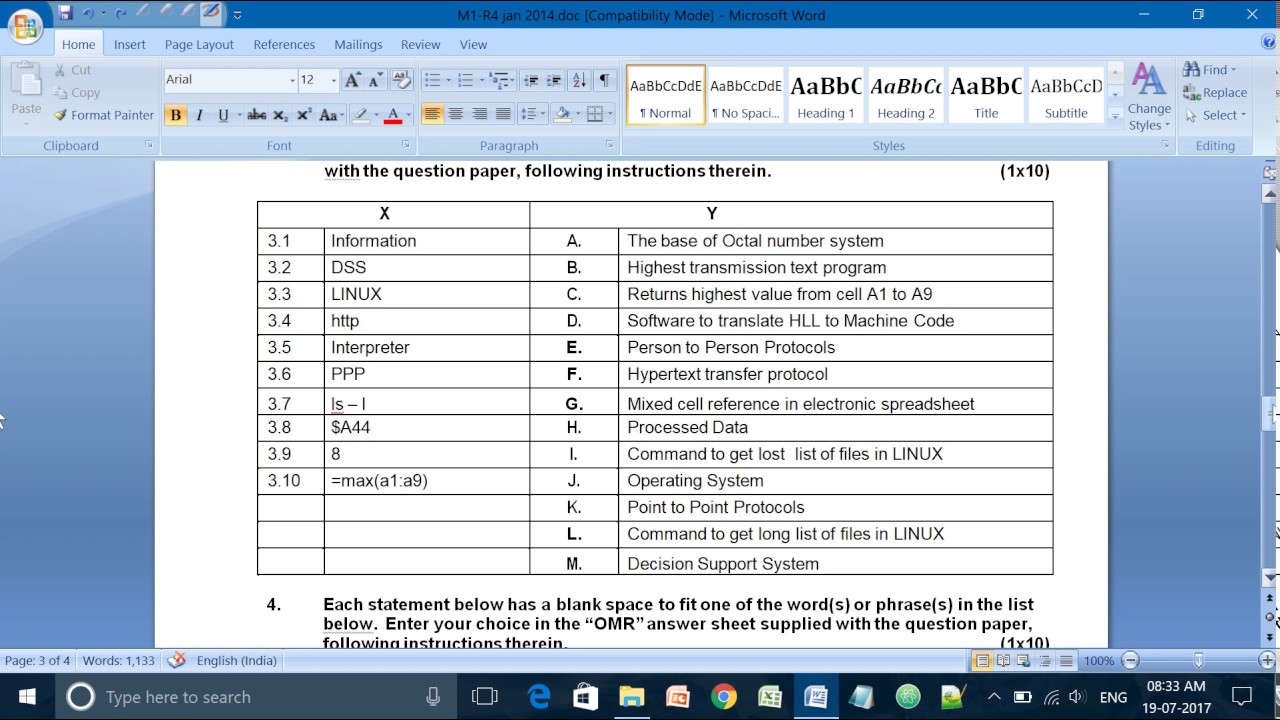 jan 2014 IT Tools & Business System M1-R4 Solved Paper of 