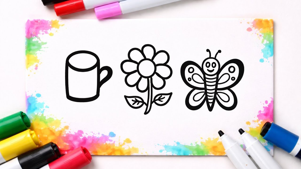 Easy Drawing from Number 9 | Turn 9 into cute Objects | kids learning Art 
