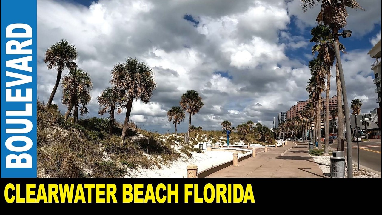 Gulfview Boulevard Clearwater Beach Florida walking tour white sugar sand top beach | Jarek in USA