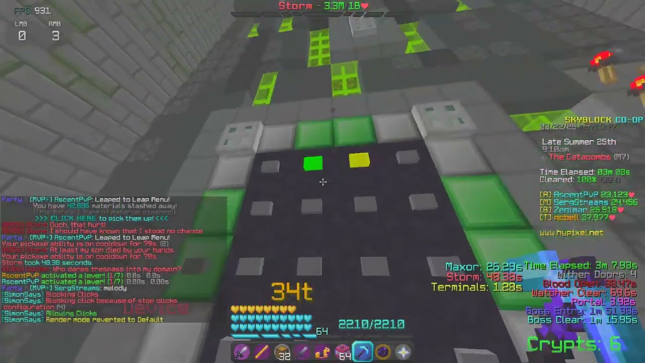 3.14 Simon Says Legit Quad Skip (Hypixel Skyblock)