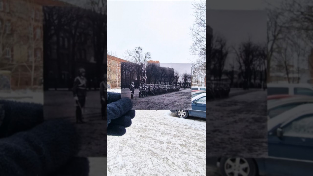 Немецкие солдаты у казармы Кронпринц Кёнигсберг #thenandnow #timemachine #ww2 #wehrmacht #k&ouml;nigsberg