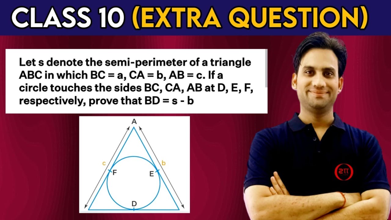Let s denotes the semi-perimeter of a triangle ABC in which BC = a, CA = b, AB = c. If as circle