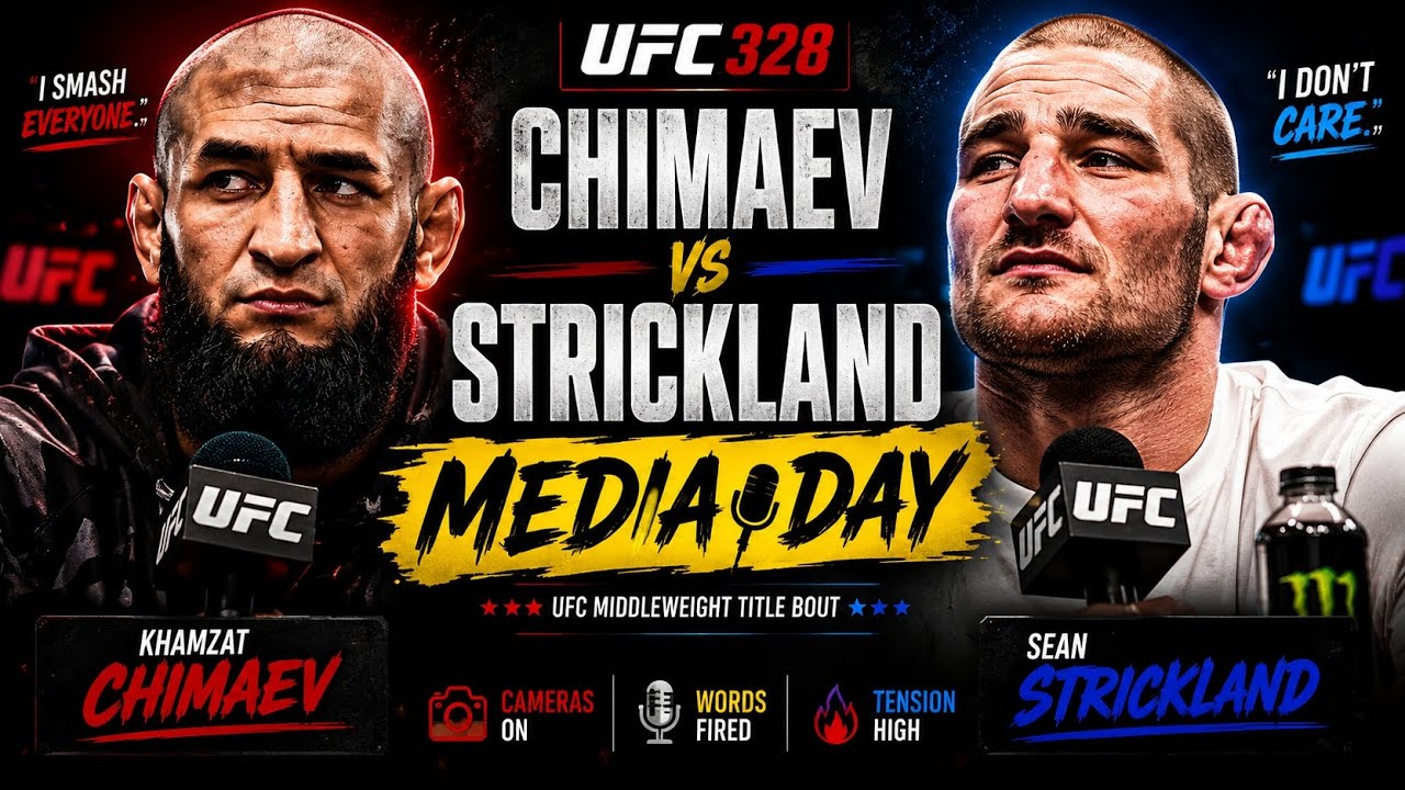 Chimaev vs Strickland 😳 Heated Media Day Face-Off & Mind Games (UFC 328)