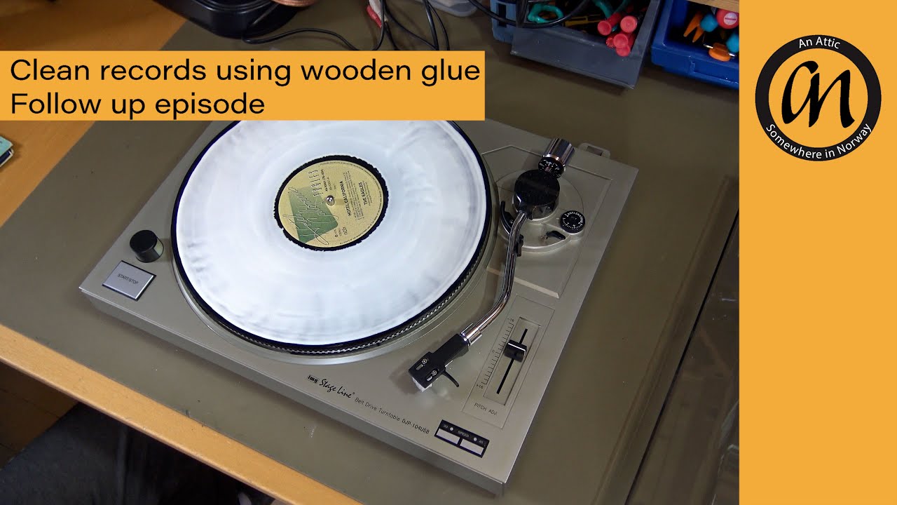 To clean a record using wood glue