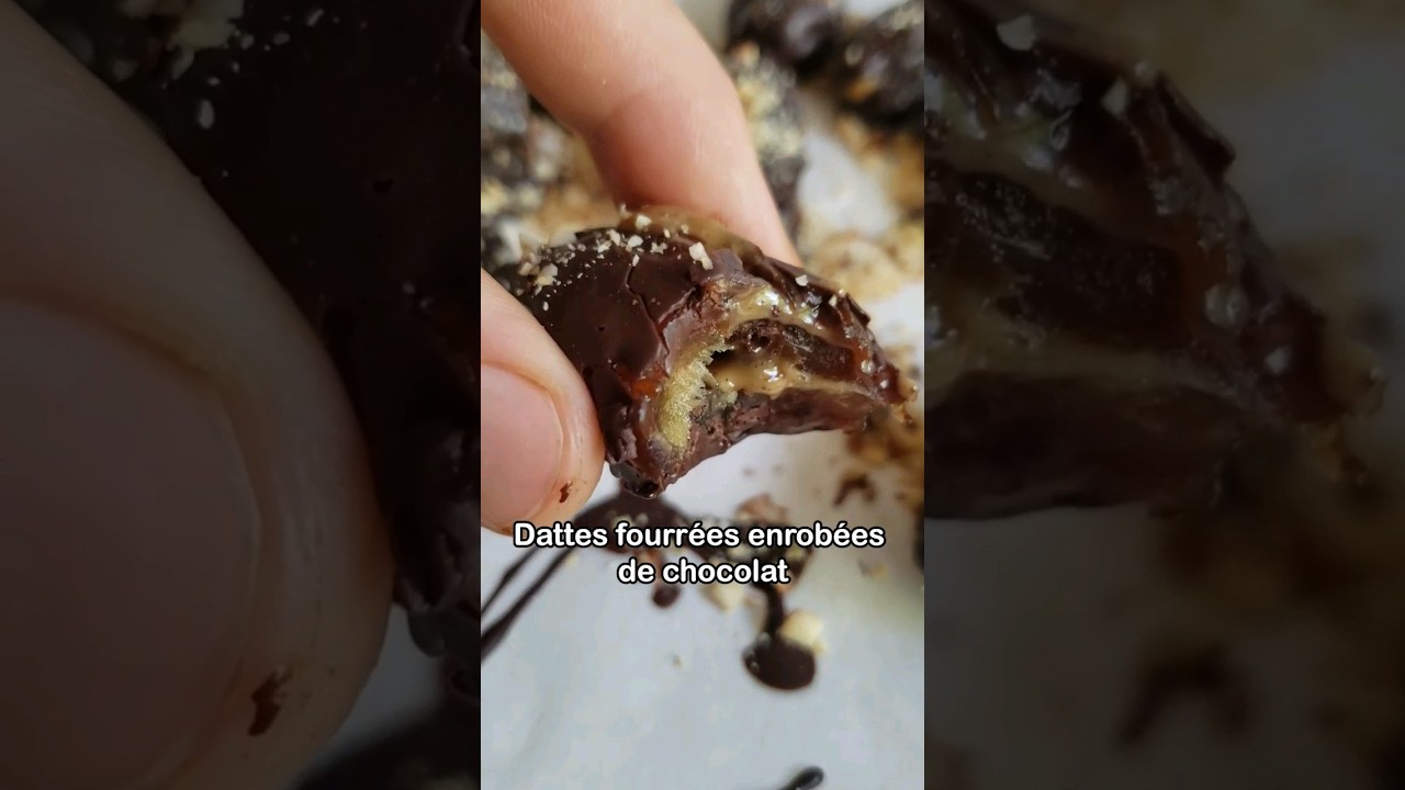 Dattes farcies aux amandes, noisette, arachide et chocolat - Recette dessert v&eacute;gane d&eacute;cadent! 🤤🥰