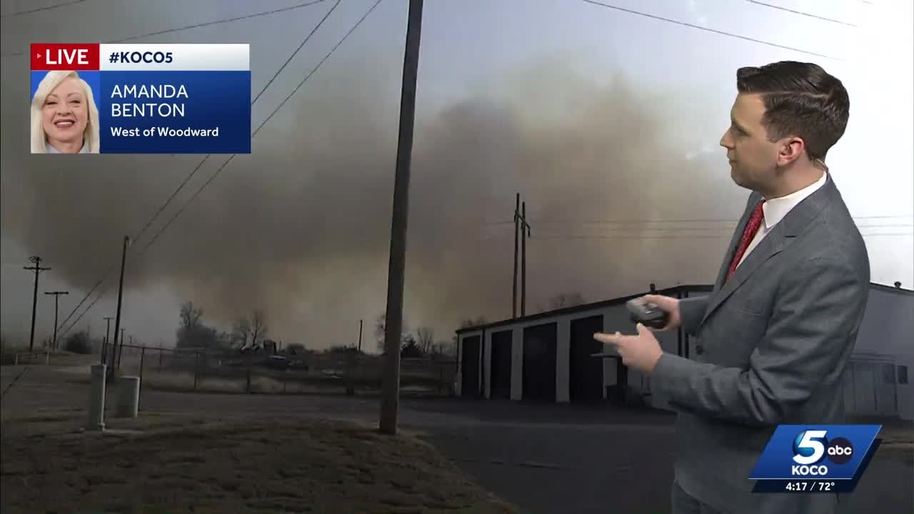 Black smoke fills sky west of Woodward due to wildfire